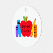 キッズスクール名グレードApple Books Pencilsおもしろい メタルオーナメント (正面左)