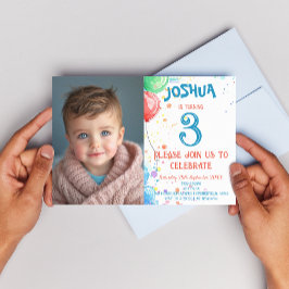 キッズスケッチバルーンとレインボーバースデーパーティー 招待状