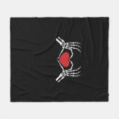 キッズスケルトンハンドハートバレンティンズクールデイクラス フリースブランケット (正面(横))