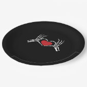 キッズスケルトンハンドハートバレンティンズクールデイクラス ペーパープレート (アングル)