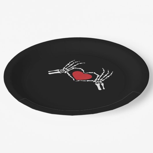 キッズスケルトンハンドハートバレンティンズクールデイクラス ペーパープレート (アングル)