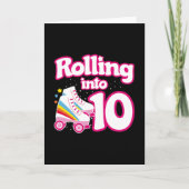 キッズスケートパーティー- 10誕生日 – ローラースケートで滑る カード (正面)