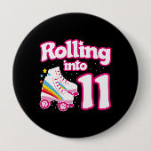 キッズスケートパーティー- 11誕生日 – ローラースケートで滑る 缶バッジ (正面)