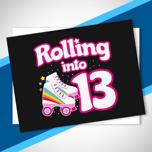 キッズスケートパーティー- 13誕生日 – ローラースケートで滑る ポストカード