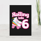 キッズスケートパーティー- 6誕生日 – ローラースケートで滑る カード (正面)