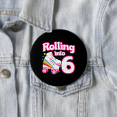 キッズスケートパーティー- 6誕生日 – ローラースケートで滑る 缶バッジ (インサイチュ)