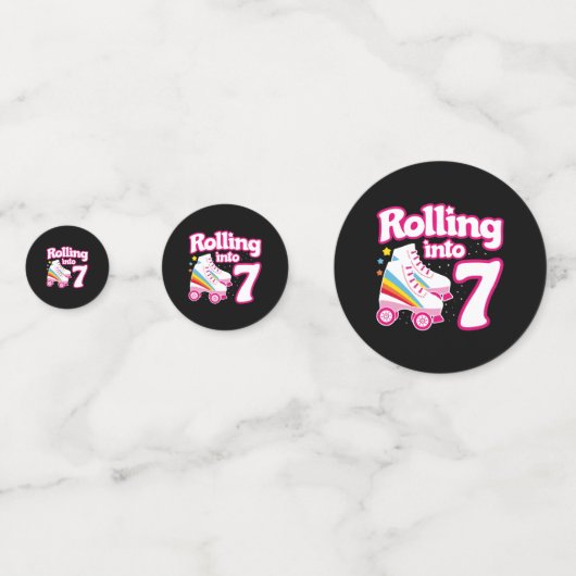 キッズスケートパーティー- 7誕生日 – ローラースケートで滑る コンフェッティ (裏面)