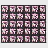 キッズスケートパーティー- 7誕生日 – ローラースケートで滑る ラッピングペーパー (フラット)