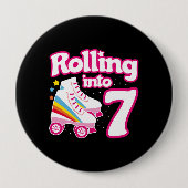 キッズスケートパーティー- 7誕生日 – ローラースケートで滑る 缶バッジ (正面)