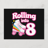 キッズスケートパーティー - 8歳の誕生日 - ローラー スケート ポストカード (正面)