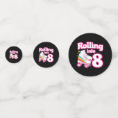 キッズスケートパーティー- 8誕生日 – ローラースケートで滑る コンフェッティ (正面)