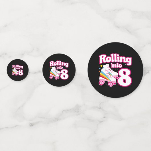 キッズスケートパーティー- 8誕生日 – ローラースケートで滑る コンフェッティ (裏面)