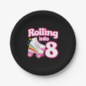 キッズスケートパーティー- 8誕生日 – ローラースケートで滑る ペーパープレート (正面)