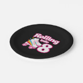 キッズスケートパーティー- 8誕生日 – ローラースケートで滑る ペーパープレート (アングル)