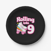 キッズスケートパーティー- 9th誕生日 – ローラースケートで滑る ペーパープレート (正面)