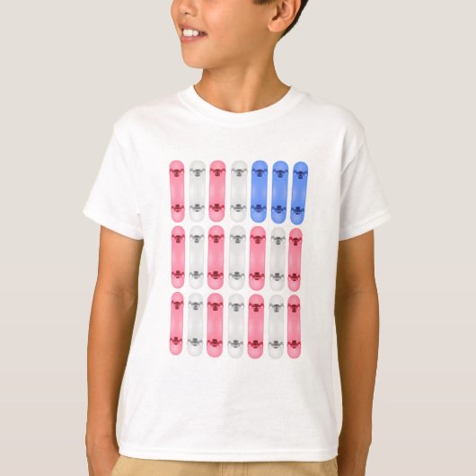 キッズスケートボードアメリカ国旗Tシャツ Tシャツ (正面)