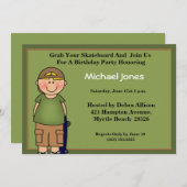 キッズスケートボード誕生日招待状 招待状 (正面/裏面)