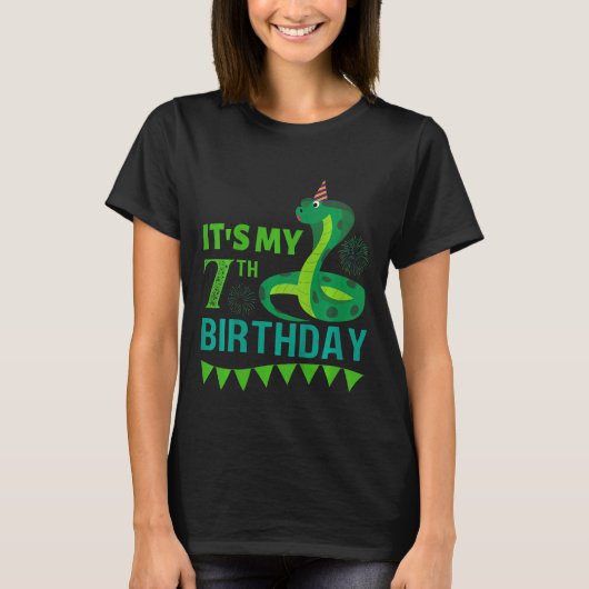 キッズスネーク7th birthday私の7誕生日7年 tシャツ (正面)