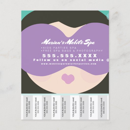 キッズスパビジネスパーティーレンタルチラシのティアオフ チラシ (正面)