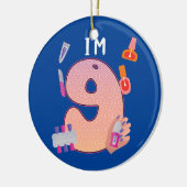 キッズスパメイクアップ9誕生日小さな女の子 セラミックオーナメント (左)