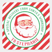 キッズスパーソナライズされたクリスマス特別配達 スクエアシール (正面)