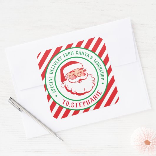 キッズスパーソナライズされたクリスマス特別配達 スクエアシール (封筒)