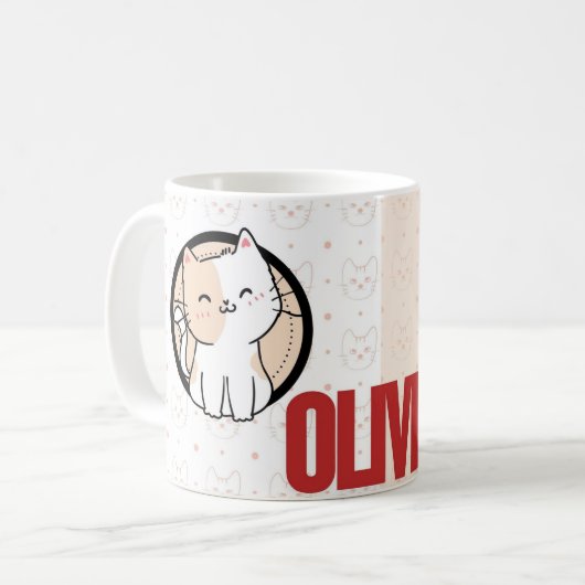 キッズスパーソナライズされたパーヒーローマグ – 名前をカスタムするギフト コーヒーマグカップ (正面左)