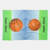 キッズスパーソナライズされたポーツバスケットボール晴れの日 キッチンタオル (横)