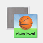 キッズスパーソナライズされたポーツバスケットボール晴れの日 マグネット (正面/裏面)