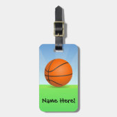 キッズスパーソナライズされたポーツバスケットボール晴れの日 ラゲッジタグ (正面縦)