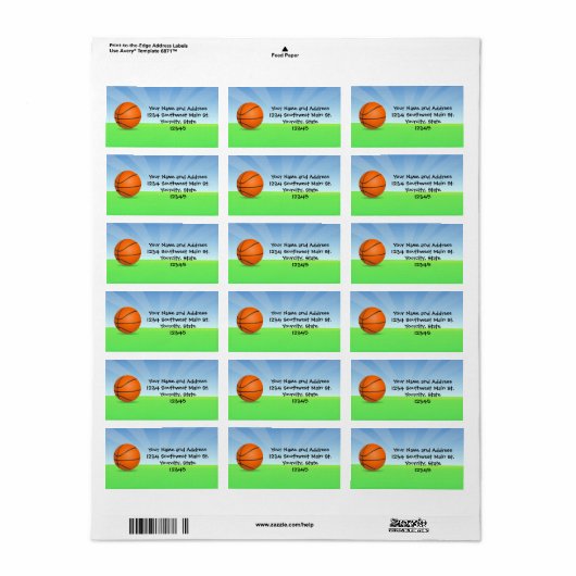 キッズスパーソナライズされたポーツバスケットボール晴れの日 ラベル (フルシート)