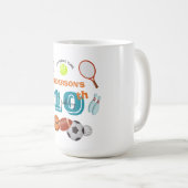 キッズスパーソナライズされたポーツ誕生日名前をカスタムする コーヒーマグカップ (正面右)