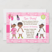 キッズスパ誕生パーティーアフリカ系アメリカ人 招待状 (正面)