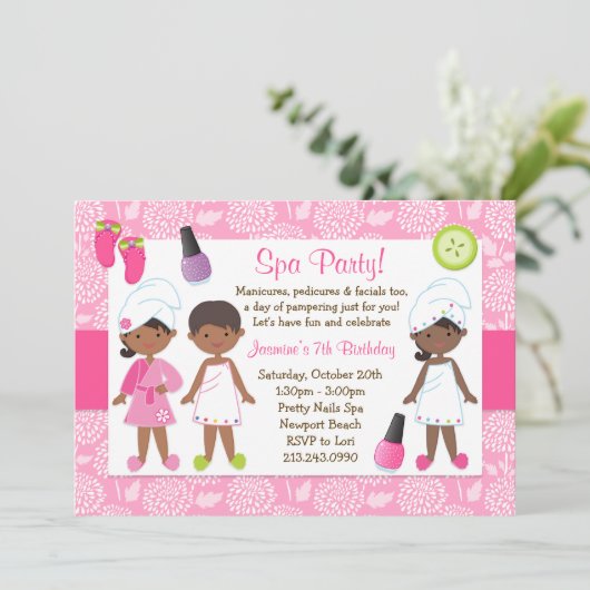 キッズスパ誕生パーティーアフリカ系アメリカ人 招待状 (スタンド正面)