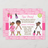 キッズスパ誕生パーティーアフリカ系アメリカ人 招待状 (正面/裏面)