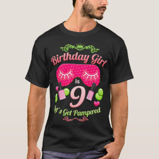 キッズスパ誕生日パーティガールズ年齢9 Tシャツ