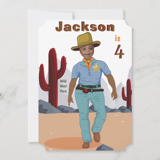 キッズスペシャルシェリフカウボーイ写真テンプレート 招待状 (正面)