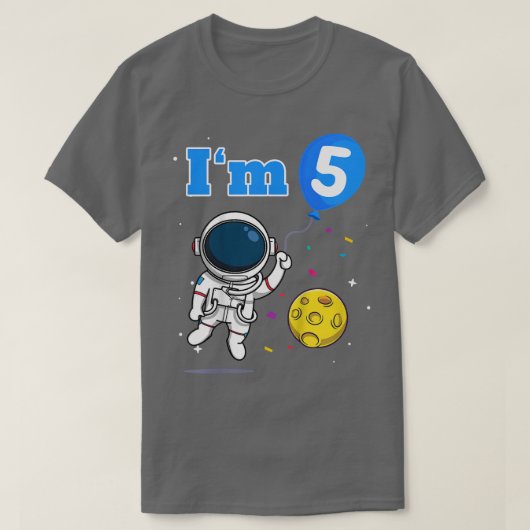 キッズスペースマン宇宙飛行士宇宙私は5五十五日だ Tシャツ (デザイン正面)