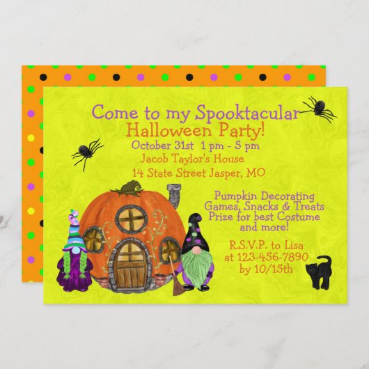 キッズスポオクタキュラ格言ハローウィンパーティ 招待状 (正面/裏面)