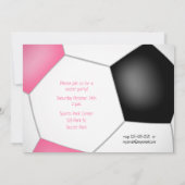 キッズスポーツバースデーピンクブラックサッカーボールのパンク 案内状 (裏面)