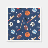 キッズスポーツ機器のパターン(青い誕生日) スタンダードカクテルナプキン (正面)