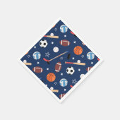 キッズスポーツ機器のパターン(青い誕生日) スタンダードカクテルナプキン (角)