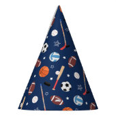 キッズスポーツ機器のパターン(青い誕生日) パーティーハット (左)