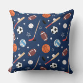 キッズスポーツ用品パターン（青） クッション (正面)