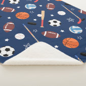 キッズスポーツ用品パターン（青） シェルパブランケット (3/4)