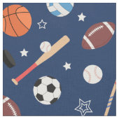 キッズスポーツ用品パターン（青） ファブリック (クローズアップ)