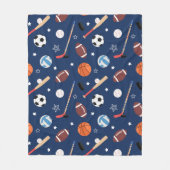 キッズスポーツ用品パターン（青） フリースブランケット (正面)