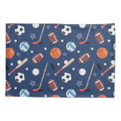 キッズスポーツ用品パターン（青） 枕カバー (裏面)