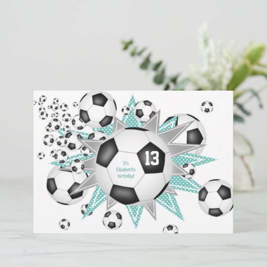 キッズスポーツ誕生日サッカーボール星 案内状 (スタンド正面)