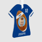 キッズスポーティブルーフォトフットボールジャージーオーナメント オーナメント (正面)